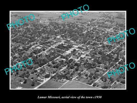 OLD LARGE HISTORIC PHOTO LAMAR MISSOURI, AERIAL VIEW OF THE TOWN c1950 2