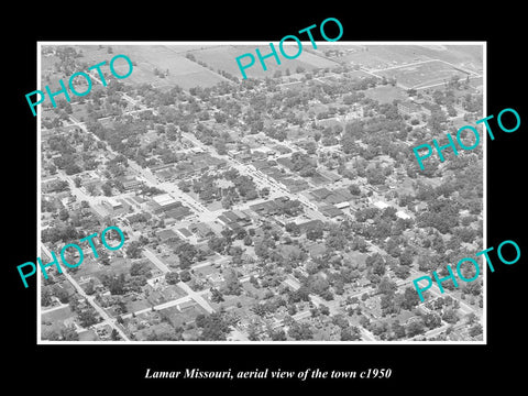 OLD LARGE HISTORIC PHOTO LAMAR MISSOURI, AERIAL VIEW OF THE TOWN c1950 3