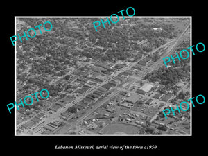 OLD LARGE HISTORIC PHOTO LEBANON MISSOURI, AERIAL VIEW OF TOWN c1950 1