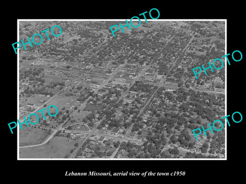 OLD LARGE HISTORIC PHOTO LEBANON MISSOURI, AERIAL VIEW OF TOWN c1950 2