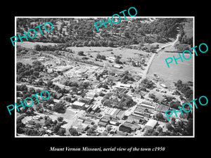 OLD LARGE HISTORIC PHOTO MOUNT VERNON MISSOURI, AERIAL VIEW OF TOWN c1950