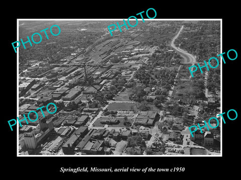 OLD LARGE HISTORIC PHOTO SPRINGFIELD MISSOURI, AERIAL VIEW OF TOWN c1950 1