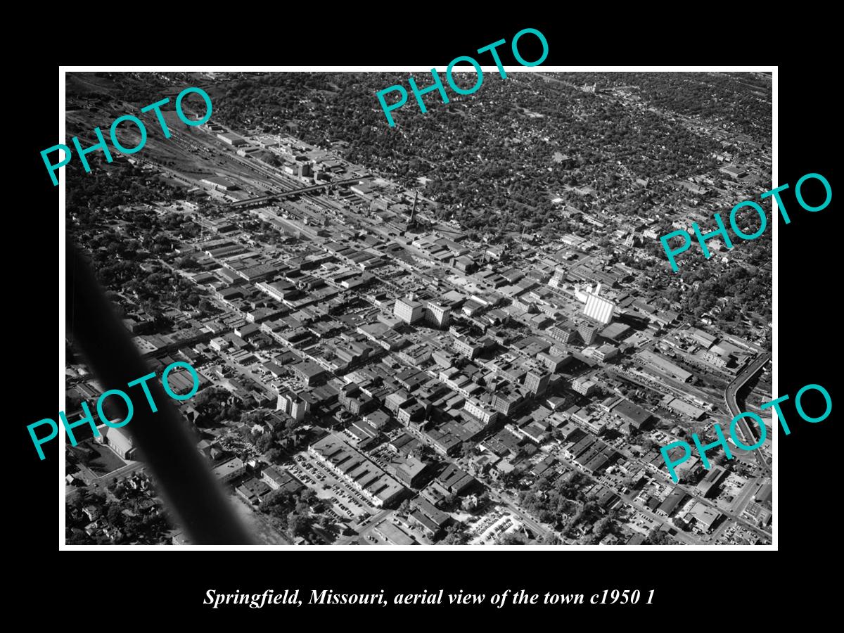 OLD LARGE HISTORIC PHOTO SPRINGFIELD MISSOURI, AERIAL VIEW OF TOWN c1950 2