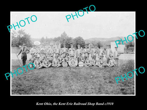 OLD LARGE HISTORIC PHOTO ERIE RAILROAD, KENT OHIO SHOPS BAND c1910