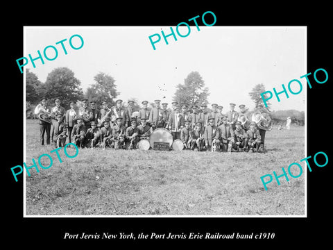 OLD LARGE HISTORIC PHOTO ERIE RAILROAD, PORT JERVIS NEW YORK SHOPS BAND c1910