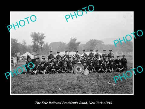 OLD LARGE HISTORIC PHOTO ERIE RAILROAD PRESIDENT BAND, NEW YORK c1910