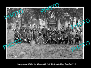 OLD LARGE HISTORIC PHOTO ERIE RAILROAD YOUNGSTOWN OHIO BRIER HILL SHOP BAND 1910