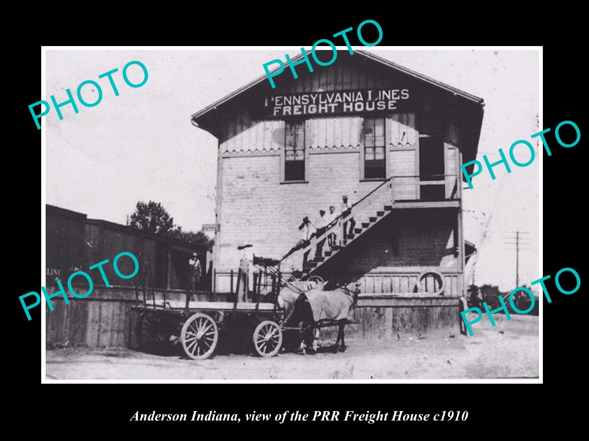 OLD LARGE HISTORIC PHOTO ANDERSON INDIANA, THE PRR RAILWAY FREIGHT HOUSE c1910