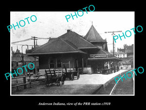 OLD LARGE HISTORIC PHOTO ANDERSON INDIANA, THE PRR RAILWAY STATION c1910