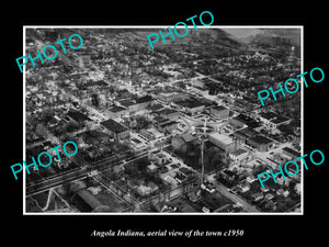 OLD LARGE HISTORIC PHOTO ANGOLA INDIANA, AERIAL VIEW OF THE TOWN c1950 2