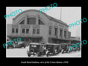 OLD LARGE HISTORIC PHOTO SOUTH BEND INDIANA, THE UNION RAILROAD STATION c1930 1