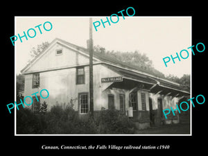 OLD LARGE HISTORIC PHOTO CANAAN CONNECTICUT, FALLS VILLAGE RAILROAD STATION 1940