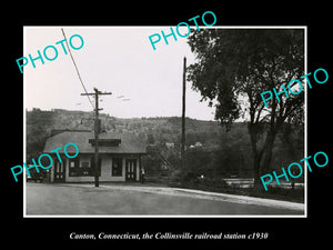 OLD LARGE HISTORIC PHOTO CANTON CONNECTICUT, COLLINSVILLE RAILROAD STATION c1930