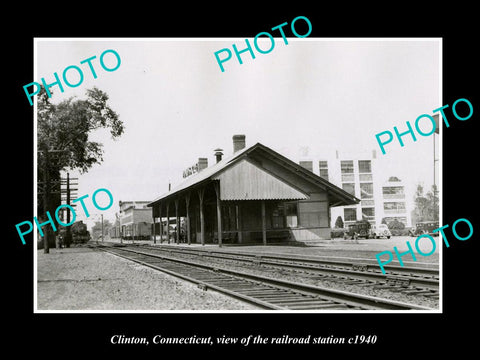 OLD LARGE HISTORIC PHOTO CLINTON CONNECTICUT, THE RAILROAD STATION c1940