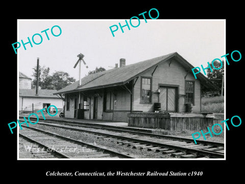 OLD LARGE HISTORIC PHOTO COLCHESTER CONNECTICUT, WESTCHESTER RAILROAD DEPOT 1940