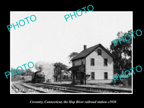 OLD LARGE HISTORIC PHOTO COVENTRY CONNECTICUT, HOP RIVER RAILROAD STATION c1930