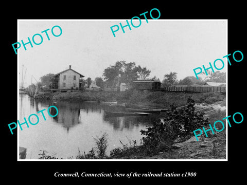 OLD LARGE HISTORIC PHOTO CROMWELL CONNECTICUT, THE RAILROAD STATION c1900