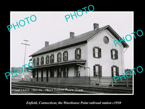 OLD HISTORIC PHOTO ENFIELD CONNECTICUT, WAREHOUSE POINT RAILROAD STATION c1930