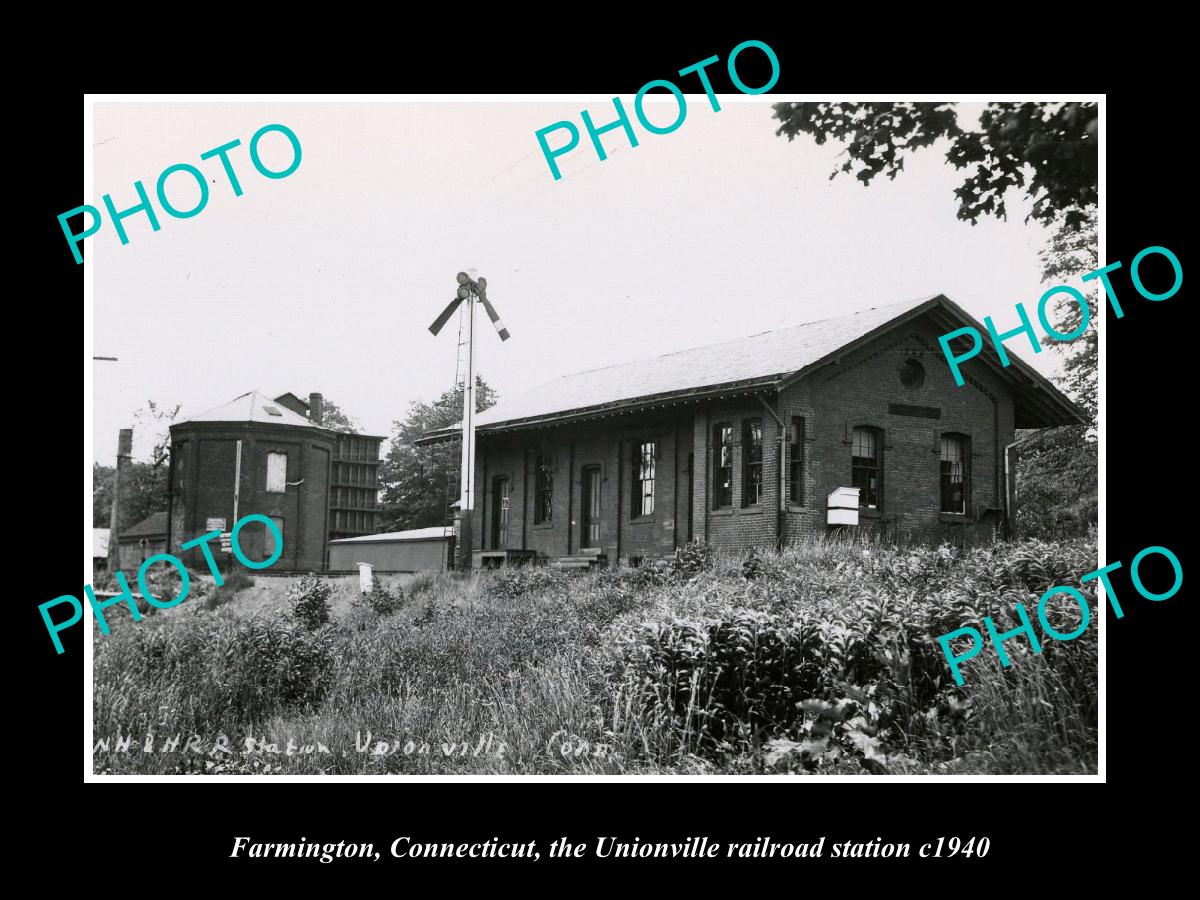 OLD HISTORIC PHOTO FARMINGTON CONNECTICUT, UNIONVILLE RAILROAD STATION c1940