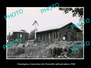 OLD HISTORIC PHOTO FARMINGTON CONNECTICUT, UNIONVILLE RAILROAD STATION c1940