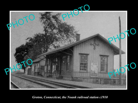 OLD LARGE HISTORIC PHOTO GROTON CONNECTICUT, THE NOANK RAILROAD STATION c1910