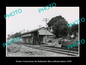 OLD HISTORIC PHOTO GROTON CONNECTICUT, SUBMARINE BASE RAILROAD STATION c1930