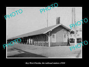 OLD LARGE HISTORIC PHOTO KEY WEST FLORIDA, THE RAILROAD STATION c1930