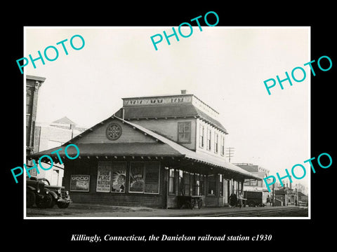 OLD LARGE HISTORIC PHOTO KILLINGLY CONNECTICUT, DANIELSON RAILROAD STATION c1930