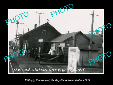 OLD LARGE HISTORIC PHOTO KILLINGLY CONNECTICUT, DAYVILLE RAILROAD STATION c1930