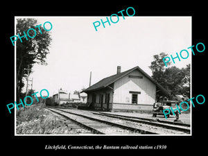 OLD LARGE HISTORIC PHOTO LITCHFIELD CONNECTICUT, BANTAM RAILROAD STATION c1930