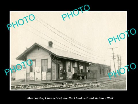 OLD LARGE HISTORIC PHOTO MANCHESTER CONNECTICUT, BUCKLAND RAILROAD STATION c1930