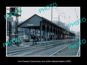 OLD LARGE HISTORIC PHOTO NEW CANAAN CONNECTICUT, THE RAILROAD STATION c1950