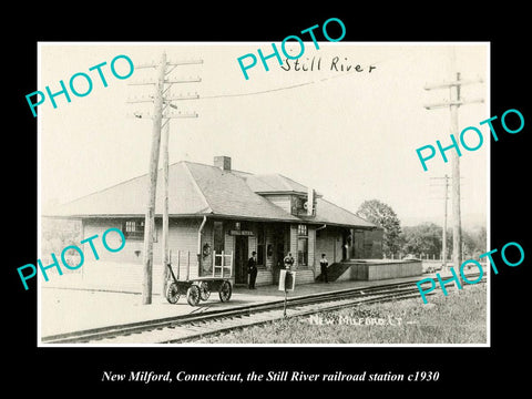 OLD HISTORIC PHOTO NEW MILFORD CONNECTICUT, STILL RIVER RAILROAD STATION c1930