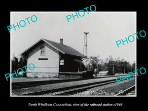 OLD LARGE HISTORIC PHOTO NORTH WINDHAM CONNECTICUT, THE RAILROAD STATION c1940