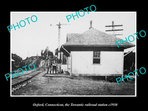OLD LARGE HISTORIC PHOTO OXFORD CONNECTICUT, TOWANTIC RAILROAD STATION c1930