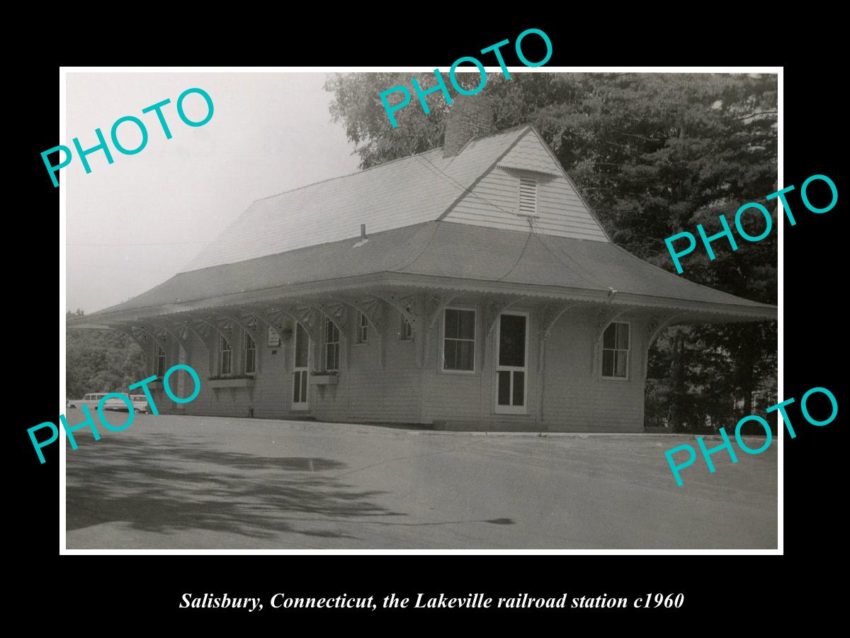 OLD LARGE HISTORIC PHOTO SALISBURY CONNECTICUT, LAKEVILLE RAILROAD STATION c1960
