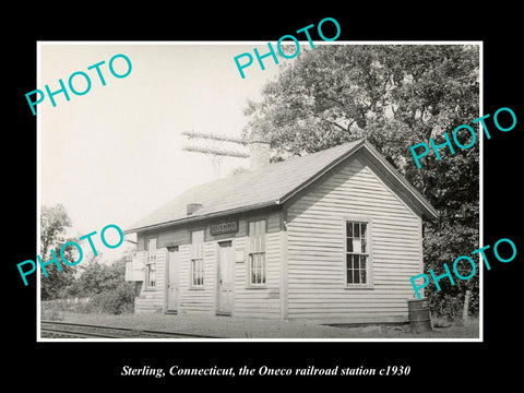 OLD LARGE HISTORIC PHOTO STERLING CONNECTICUT, THE ONECO RAILROAD STATION c1930