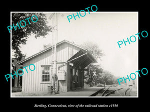 OLD LARGE HISTORIC PHOTO STERLING CONNECTICUT, THE RAILROAD STATION c1930