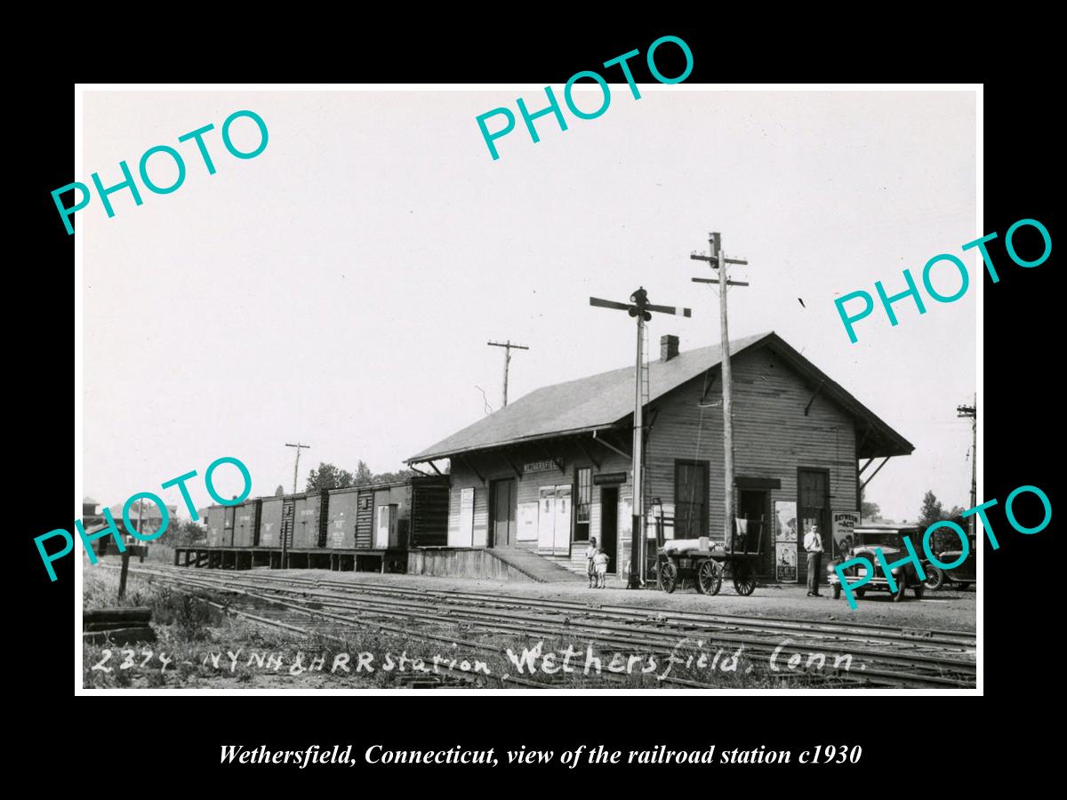 OLD LARGE HISTORIC PHOTO WETHERSFIELD CONNECTICUT, THE RAILROAD STATION c1930