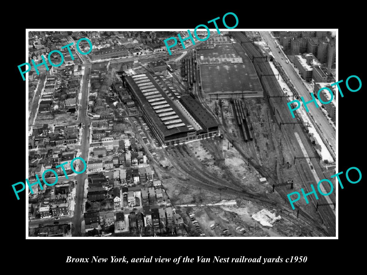 OLD LARGE HISTORIC PHOTO BRONX NEW YORK, THE VAN NEST RAILROAD YARDS c1950 1