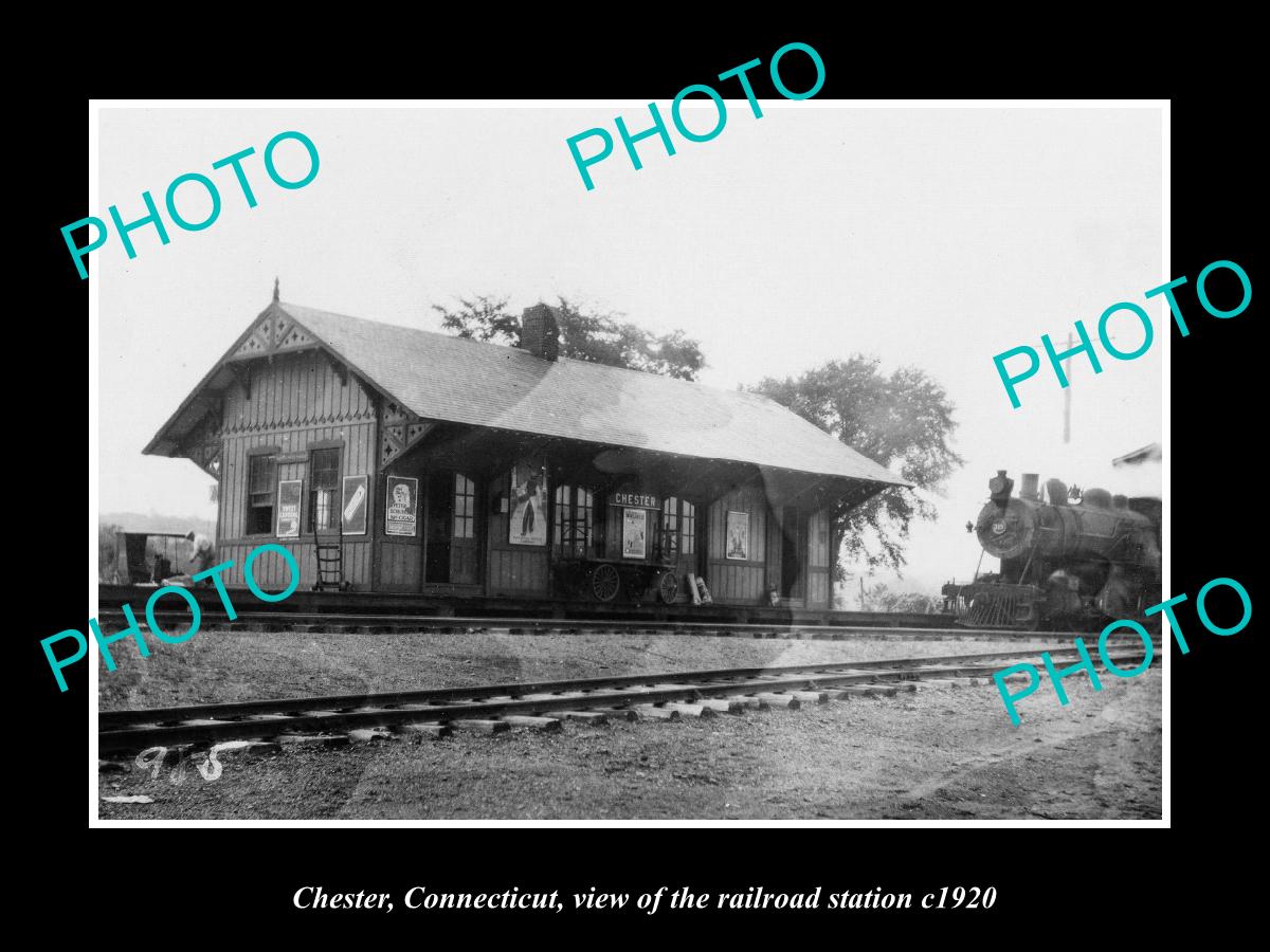 OLD LARGE HISTORIC PHOTO CHESTER CONNECTICUT, THE RAILROAD STATION c1920