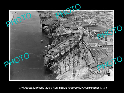 OLD LARGE HISTORIC PHOTO CLYDEBANK SCOTLAND, THE QUEEN MARY BEING BUILT c1934 2