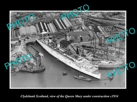 OLD LARGE HISTORIC PHOTO CLYDEBANK SCOTLAND, THE QUEEN MARY BEING BUILT c1934 3