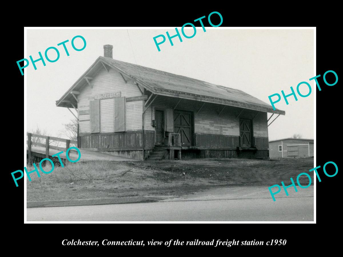 OLD LARGE HISTORIC PHOTO COLCHESTER CONNECTICUT, THE RAILROAD STATION c1950