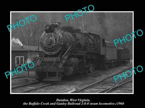 OLD LARGE HISTORIC PHOTO DUNDON WEST VIRGINIA, BUFFALO CREEK RAILROAD TRAIN 1960