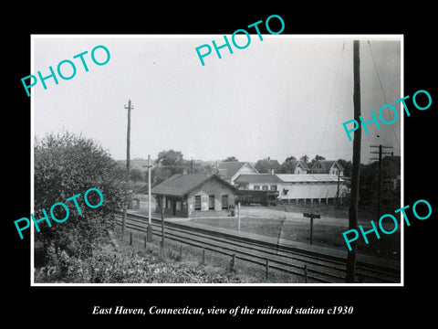 OLD LARGE HISTORIC PHOTO EAST HAVEN CONNECTICUT, THE RAILROAD STATION c1930