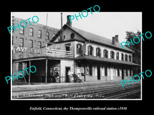 OLD LARGE HISTORIC PHOTO ENFIELD CONNECTICUT THOMPSONVILLE RAILROAD STATION 1930