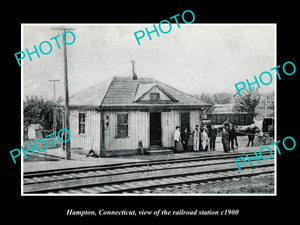 OLD LARGE HISTORIC PHOTO HAMPTON CONNECTICUT, THE RAILROAD STATION c1900