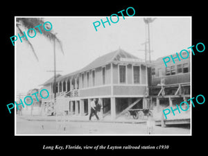 OLD LARGE HISTORIC PHOTO LONG KEY FLORIDA, THE LAYTON RAILROAD STATION c1930