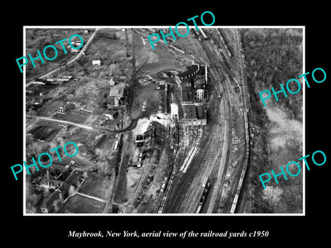 OLD LARGE HISTORIC PHOTO MAYBROOK NEW YORK, AERIAL VIEW OF RAIL YARDS c1950 1